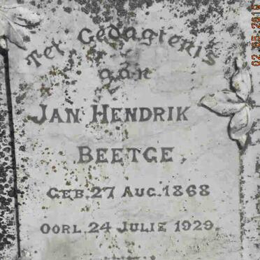 BEETGE Jan Hendrik 1868-1929