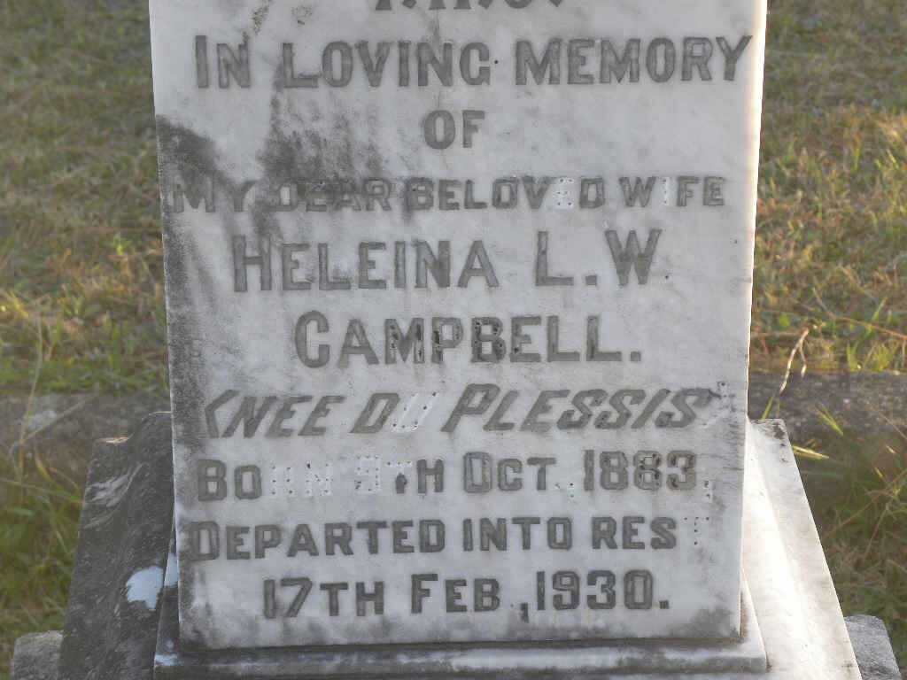 CAMPBELL Heleina L.W. nee DU PLESSIS 1883-1930