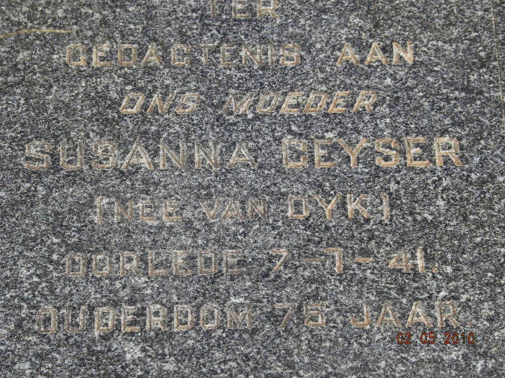 GEYSER Susanna nee VAN DYK -1941