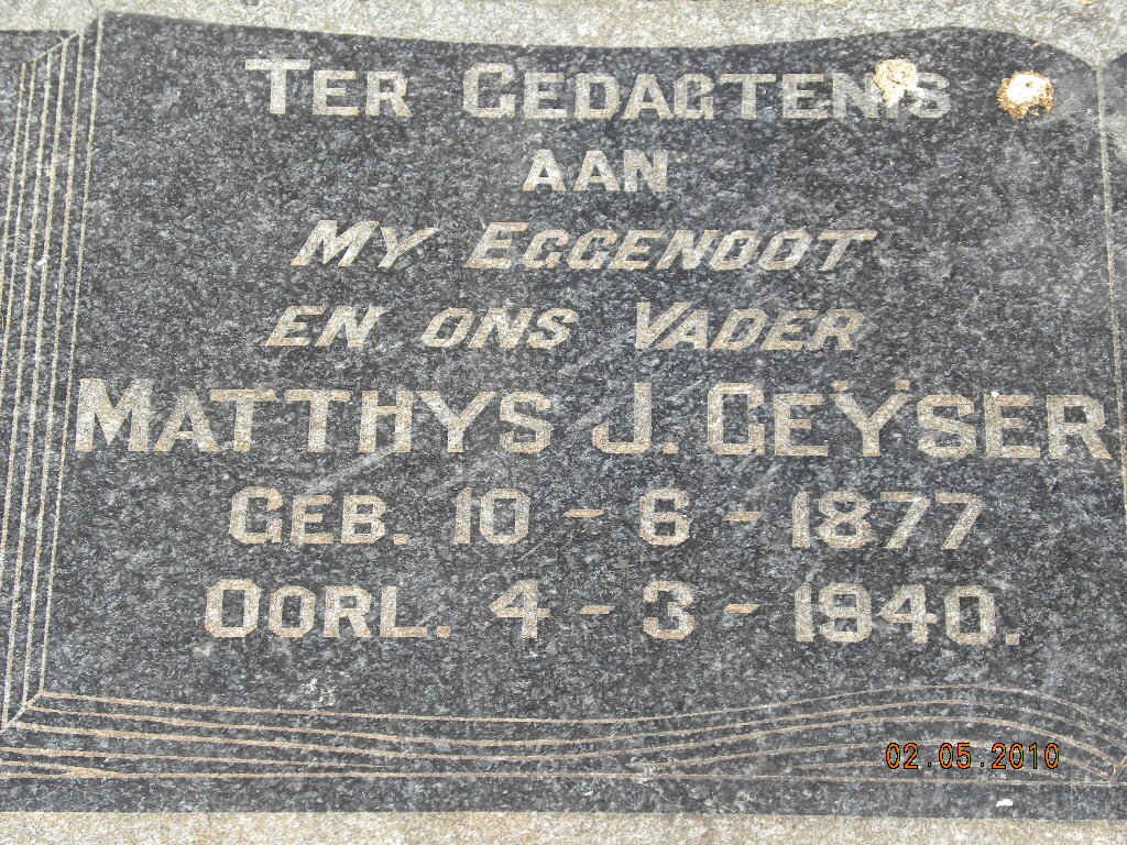 GEYSER Matthys J. 1877-1940