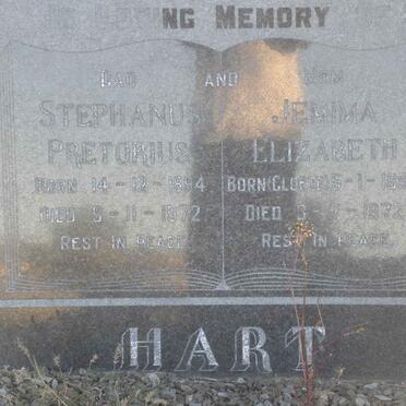 HART Stephanus Pretorius 1894-1972 &amp; Jemima Elizabeth CLOETE 1894-1972