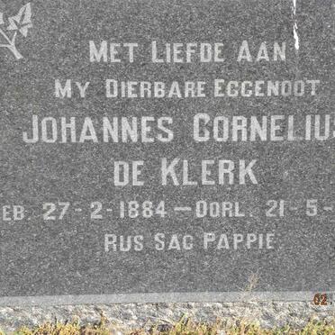 KLERK Johannes Cornelius, de 1884-1954