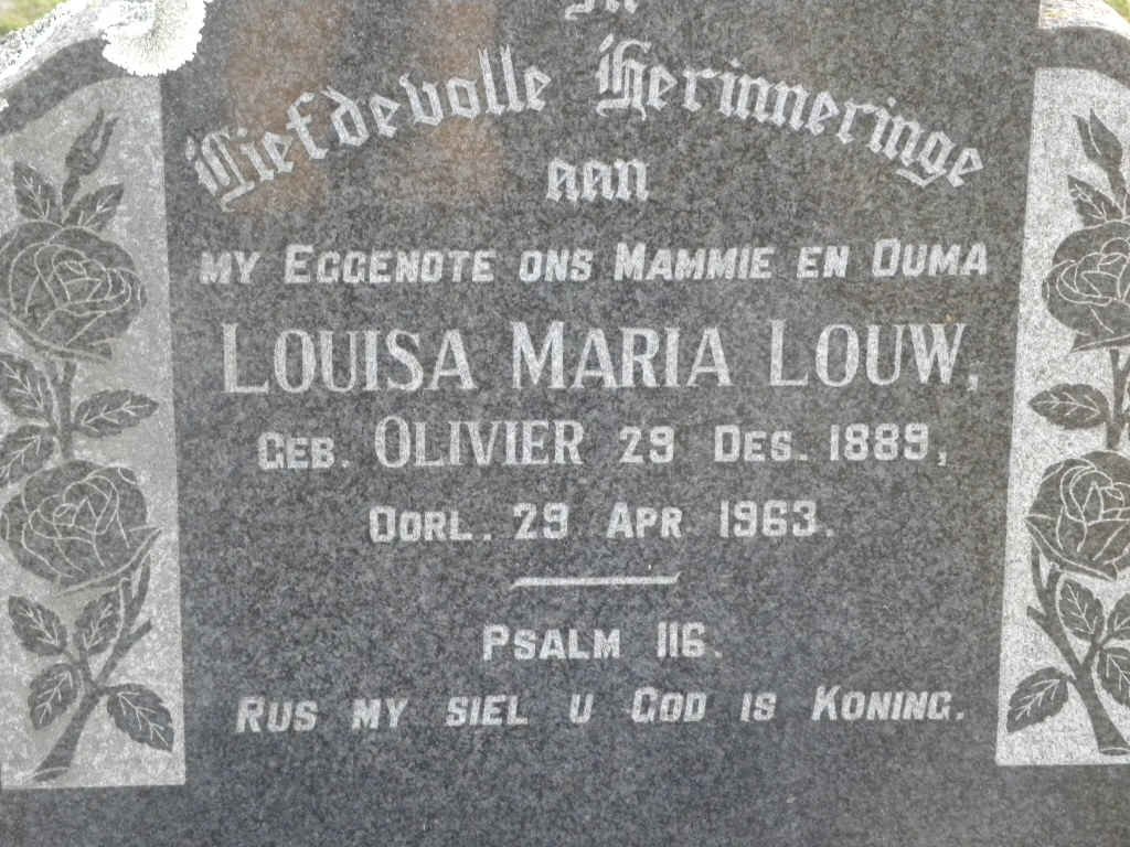 LOUW Louisa Maria nee OLIVIER 1889-1963