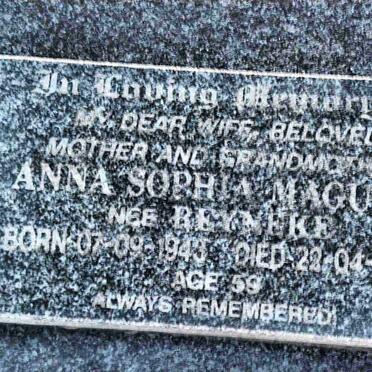 MAGUIRE Anna Sophia nee REYNEKE 1943-2003