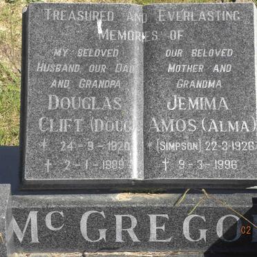 McGREGOR Douglas Cift 1920-1999 &amp; Jemima Amos SIMPSON 1926-1996