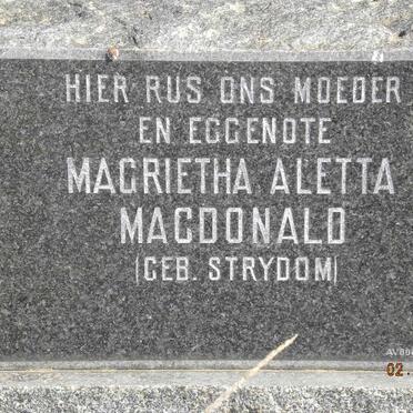 MACDONALD Magrietha Aletta nee STRYDOM