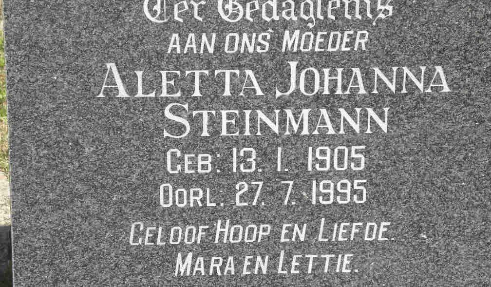 STEINMANN Aletta Johanna 1905-1995