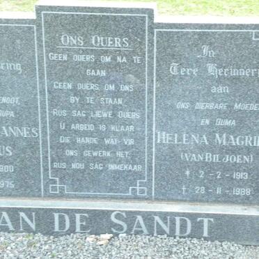 SANDT Francois Johannes Gerhardus, van de 1900-1975 &amp; Helena Magrieta VAN BILJOEN 1913-1988