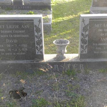 VORSTER David 1892-1978 &amp; Anna C.S. ANNANDALE 1889-1985