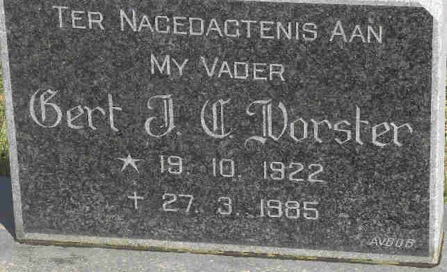 VORSTER Gert J.C. 1922-1985