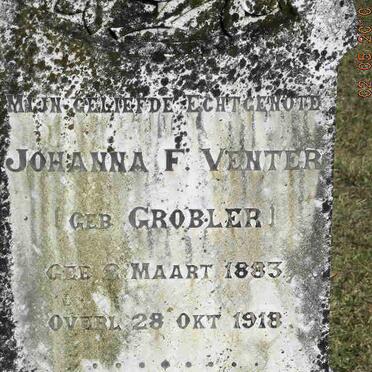 VENTER Johanna F. nee GROBLER 1883-1918