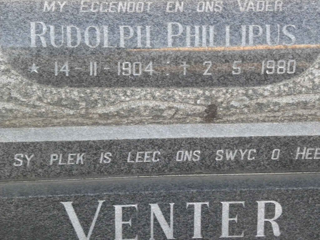 VENTER Rudolph Phillipus 1904-1980