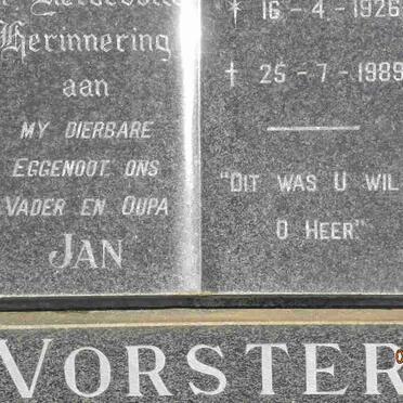 VORSTER Jan 1926-1989