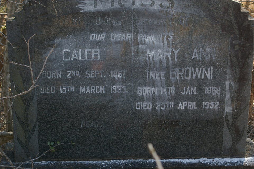 MOSS Caleb 1867-1935 &amp; Mary Ann BROWN 1868-1952