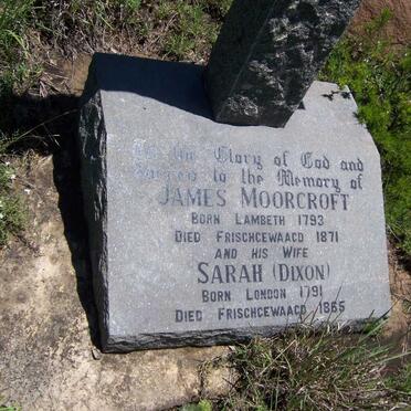 MOORCROFT James 1793-1871 &amp; Sarah DIXON 1791-1865