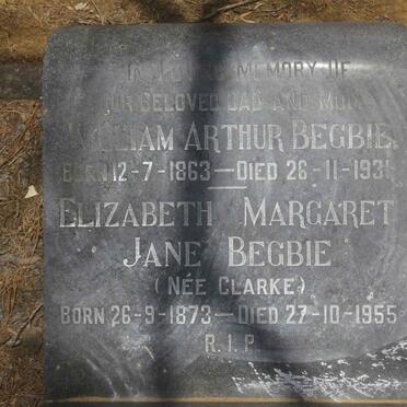 BEGBIE William Arthur 1863-1931 &amp; Elizabeth Margaret Jane CLARKE 1873-1955