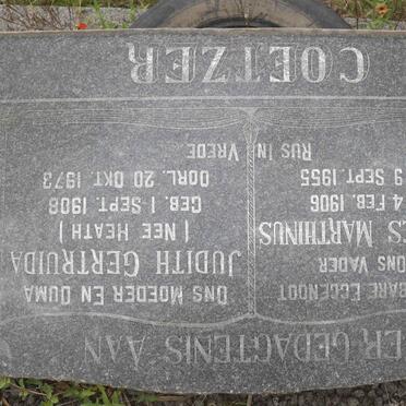 COETZER Johannes Marthinus 1906-1955 &amp; Judith Gertruida HEATH 1908-1973 