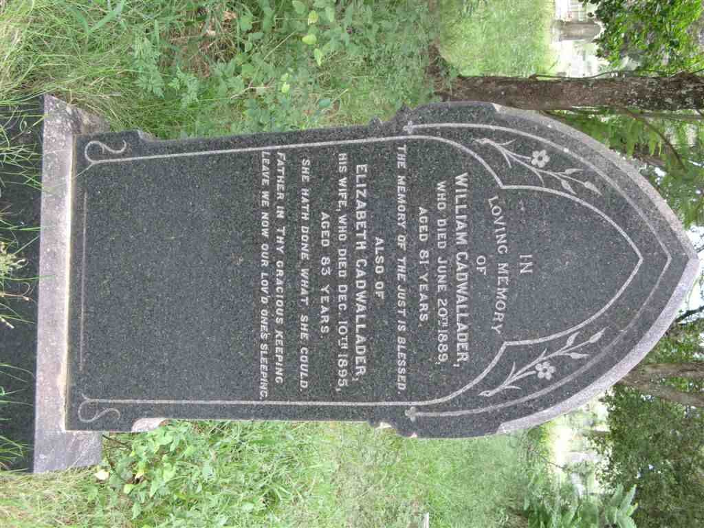 CADWALLADER -1889 &amp; Elizabeth -1895