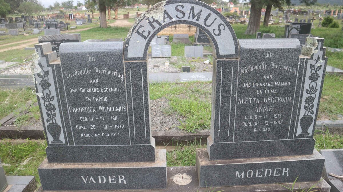 ERASMUS Frederick Wilhelmus 1911-1972 &amp; Aletta Gertuida 1913-1987