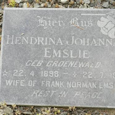 EMSLIE Hendrina Johanna nee GROENEWALD 1898-1982