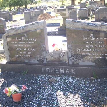 FOREMAN John William 1927-1979 &amp; Susanna Phillipina PRESTON 1929-1995