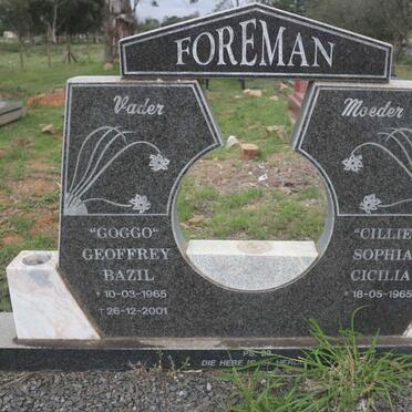 FOREMAN Geoffrey Bazil 1965-2001 &amp; Sophia Cicilia 1965-