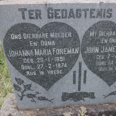 FOREMAN John James 1888-1951 &amp; Johanna Maria 1891-1974