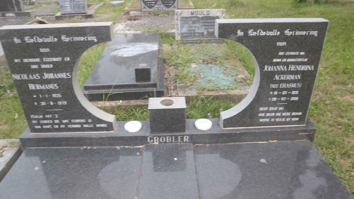 GROBLER Nicolaas Johannes Hermanus 1925-1979 &amp; Johanna Hendrina Ackerman ERASMUS 1931-2018
