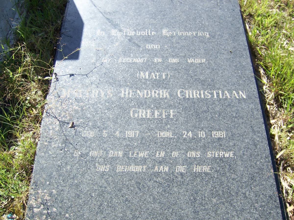 GREEFF Matthys Henrik Christiaan 1917-1981