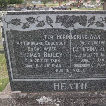 HEATH Thomas Bailey 1866-1945 &amp; Catherina Elizabeth NEL 1876-1963 