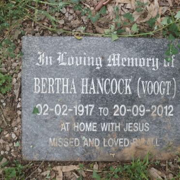 HANCOCK Bertha nee VOOGT 1917-2012