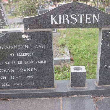KIRSTEN Johan Franke 1916-1992 &amp; Catherina Petronella SCHOLTZ 1914-2003