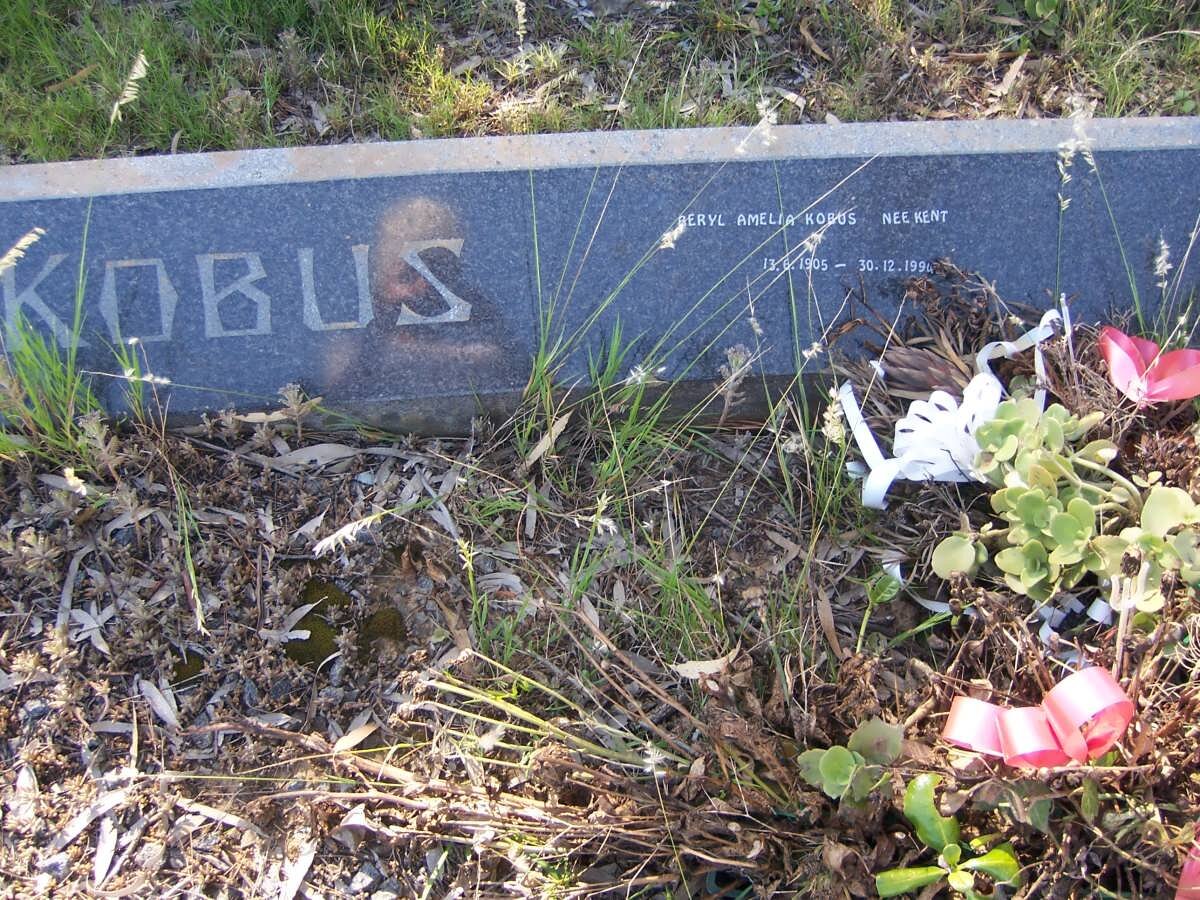 KOBUS Beryl Amelia nee KENT 1905-1994
