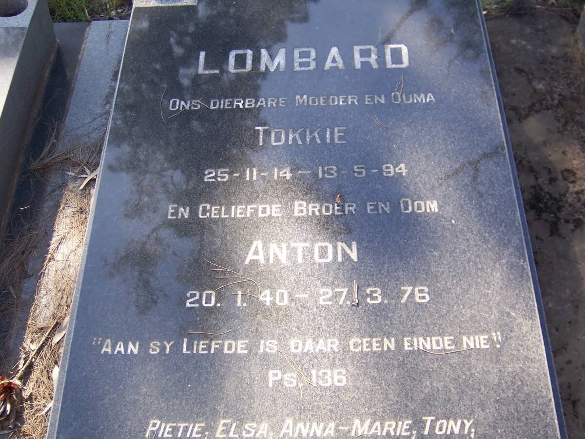 LOMBARD Tokkie 1914-1994 :: LOMBARD Anton 1940-1976