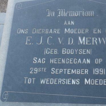 MERWE E.J.C., v.d. nee BOOYSEN -1991