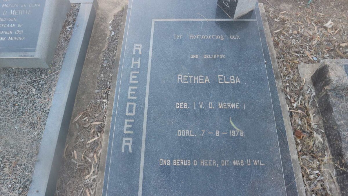 RHEEDER Rethea Elsa nee V.D MERWE -1978