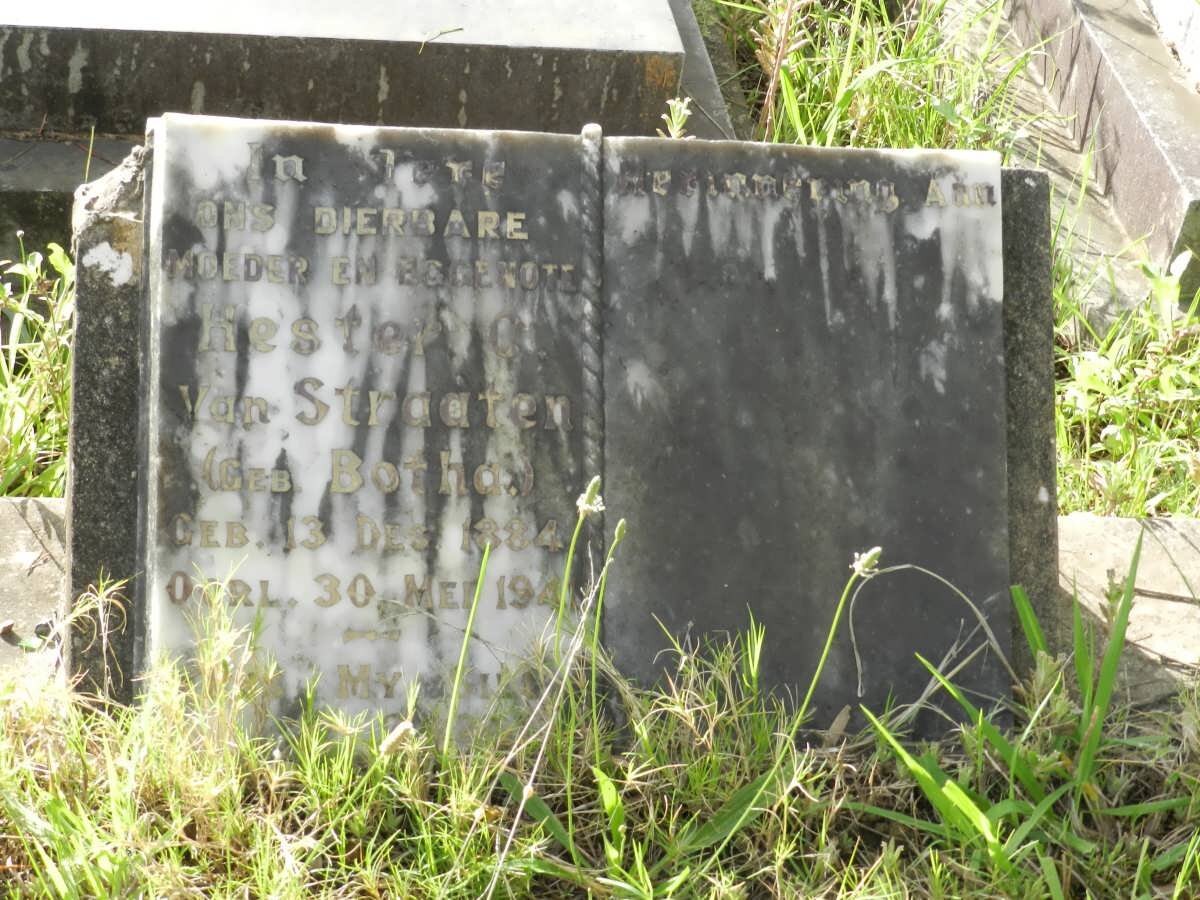 STRAATEN Hester C., van nee BOTHA 1884-1941