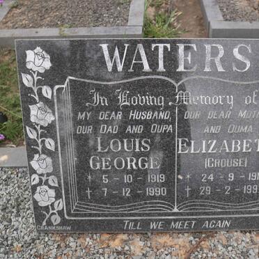 WATERS Louis George 1919-1990 &amp; Elizabeth CROUSE 1917-1992