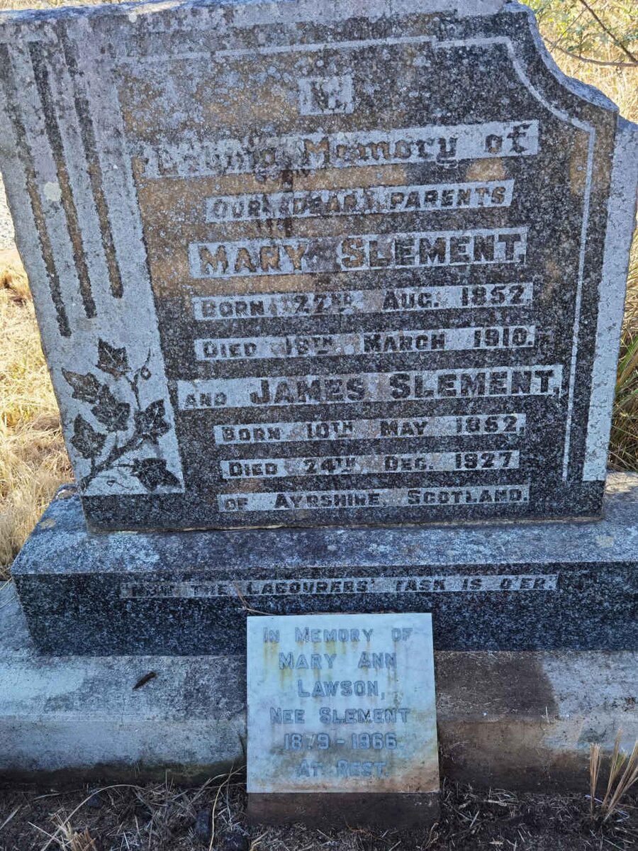 SLEMENT James 1852-1927 &amp; Mary 1852-1910 :: LAWSON Mary Ann nee SLEMENT 1879-1966