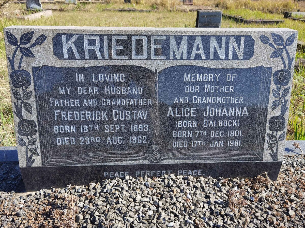 KRIEDEMANN Frederick Gustav 1893-1962 &amp; Alice Johanna DALBOCK 1901-1981