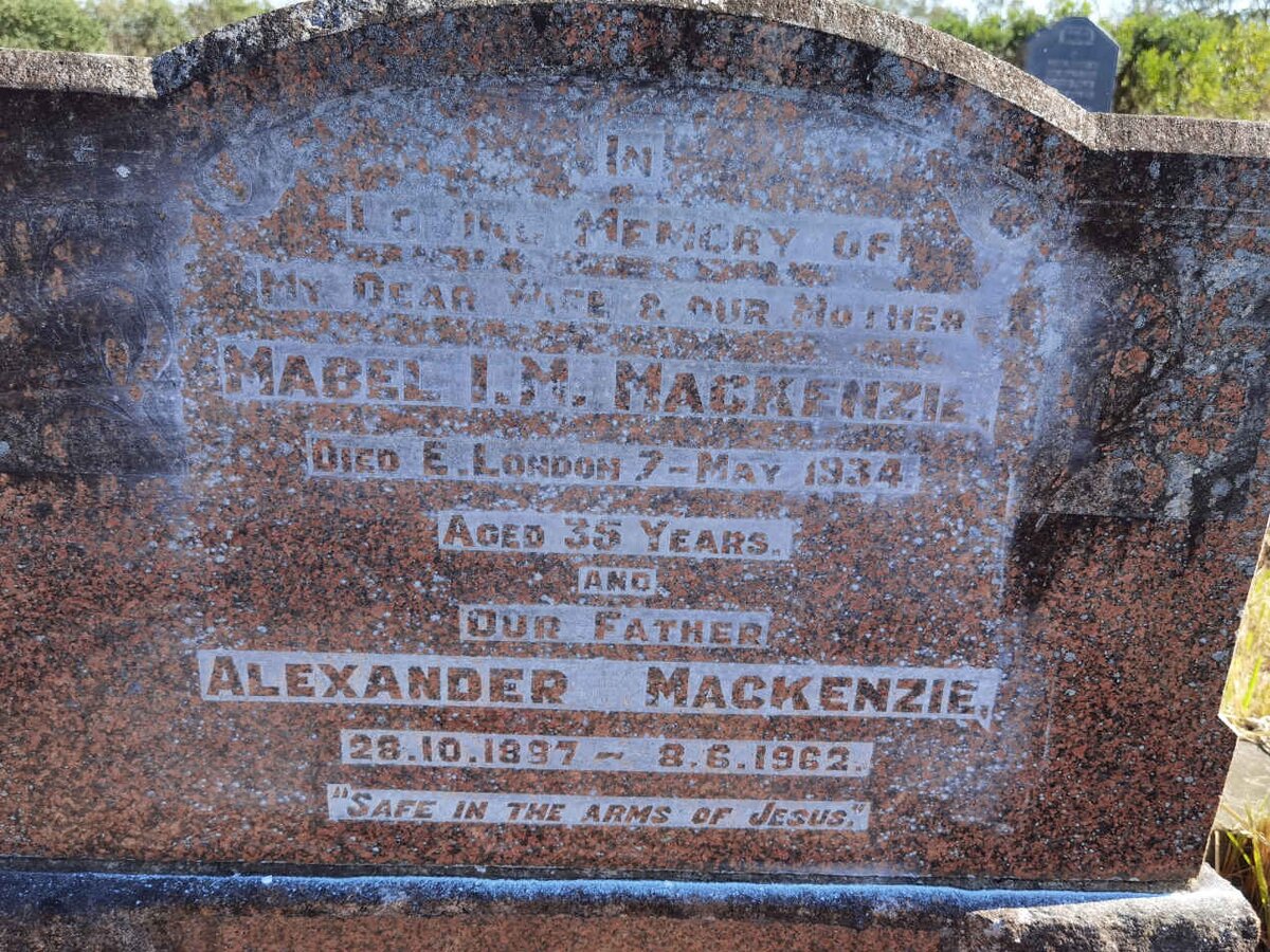 MACKENZIE Alexander 1897-1962 &amp; Mabel I.M. -1934