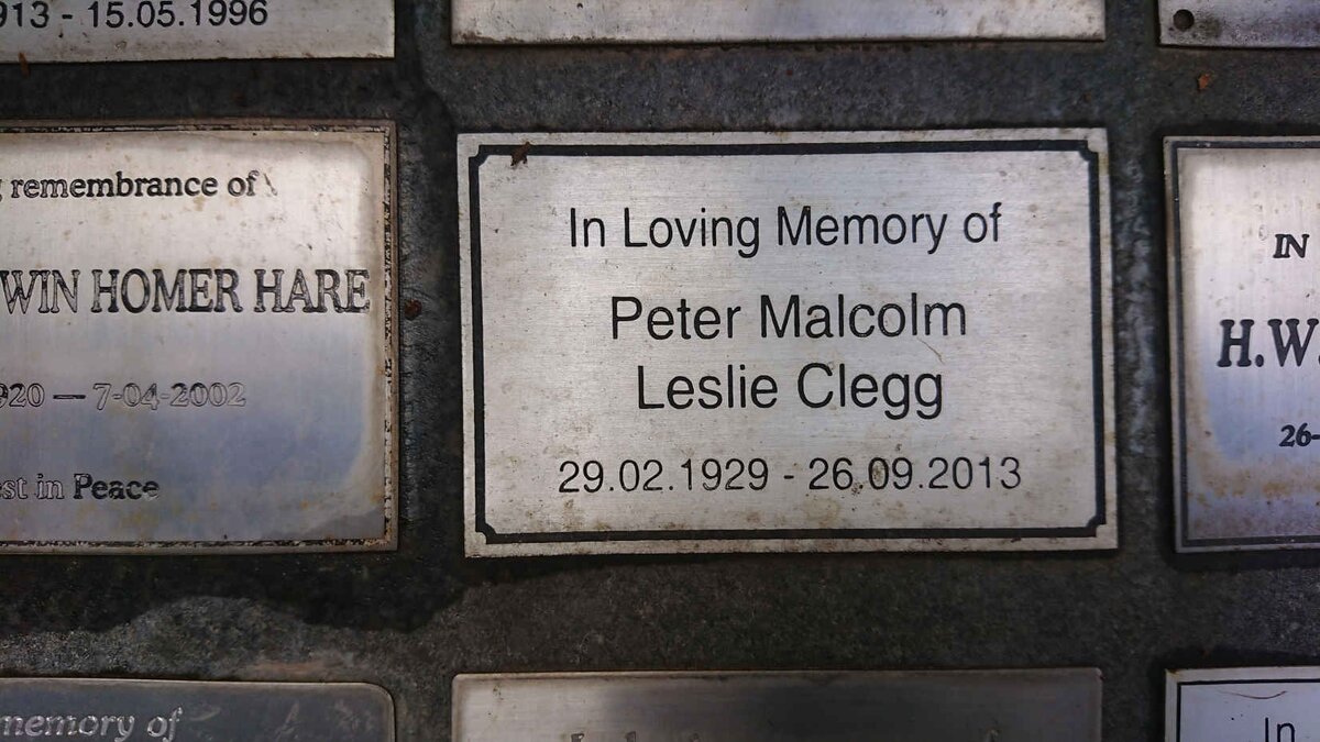 CLEGG Peter Malcolm Leslie 1929-2013