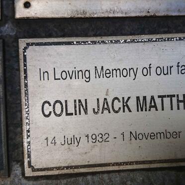 MATTHEW Colin Jack 1932-2012