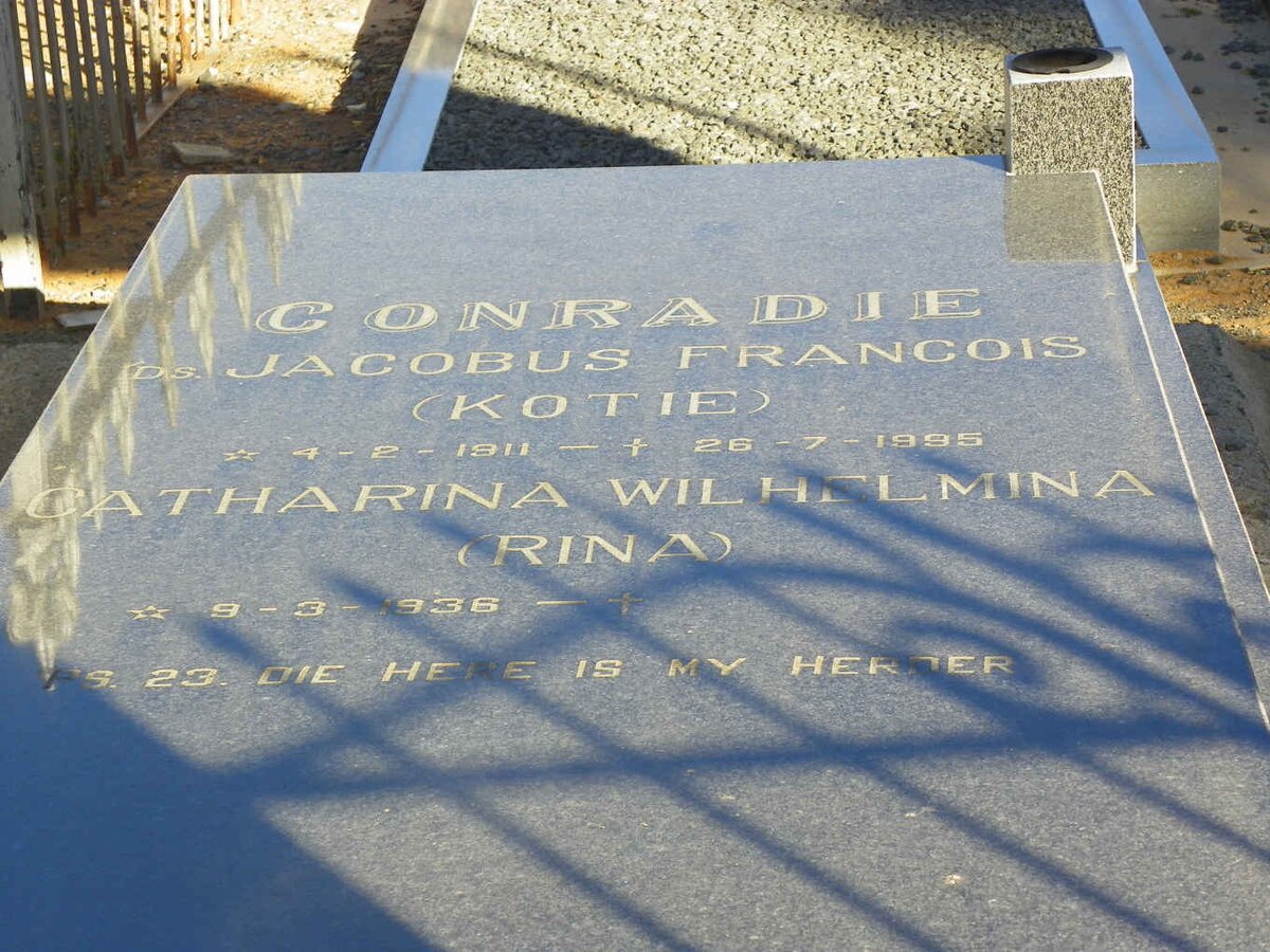 CONRADIE Jacobus Francois 1911-1995 &amp; Catharina Wilhelmina 1936-