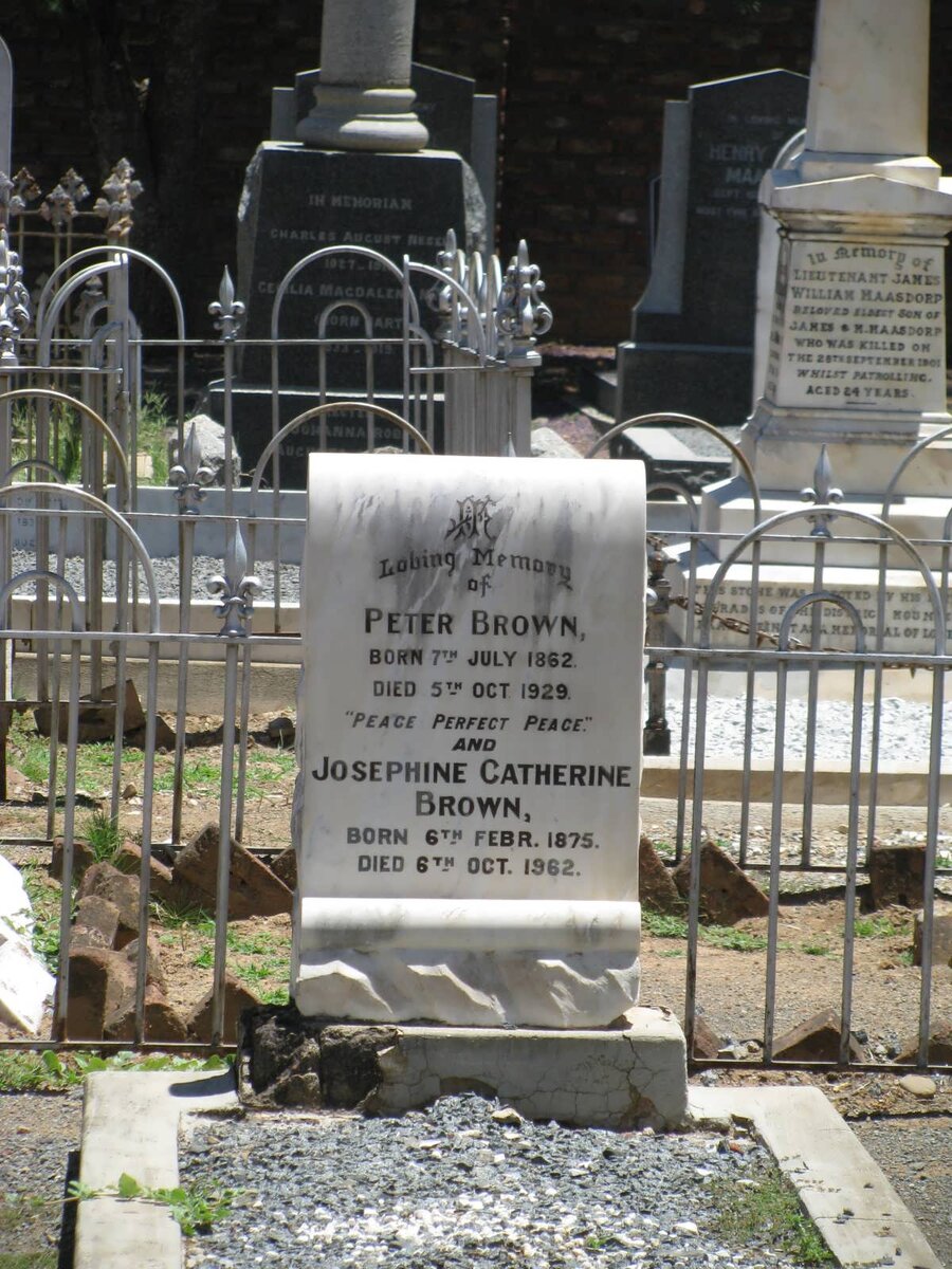 BROWN Peter 1862-1929 &amp; Josephine Catherine 1875-1962