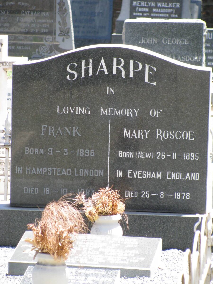 SHARPE Frank 1896-1983 &amp; Mary Roscoe NEW 1895-1978