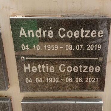 COETZEE André 1959-2019 &amp; Hettie 1932-2021