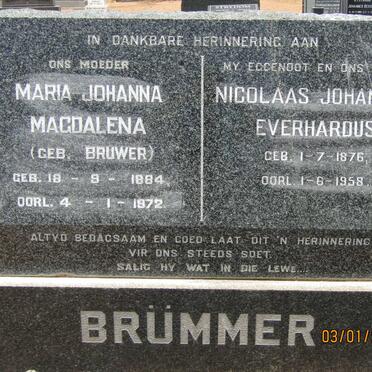 BRUMMER Nicolaas Johannes  Everhardus 1876-1958 &amp; Maria Johanna Magdalena BRUWER 1884-1972