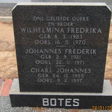 BOTES Johannes Frederik 1921-1971 &amp; Wilhelmina Fredrika 1923-1970 :: BOTES Charl Johannes 1955-1957