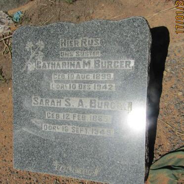BURGER Sarah S.A. 1885-1949 :: BURGER Catharina M. 1899-1942